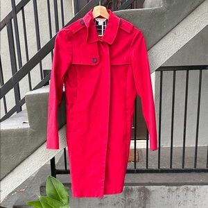 Brooks Brothers Vintage Fleece Lined Red Trench Coat Size 2